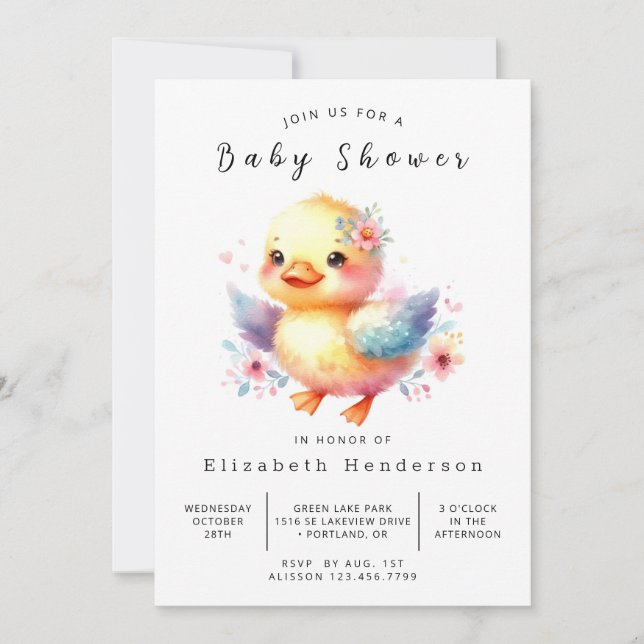 Convite Chá de fraldas Rustic Online Duck (Frente)