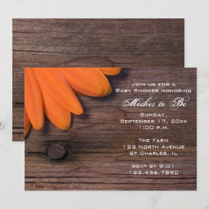 Convite Chá de fraldas Rustic Orange Daisy