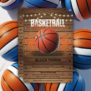 Convite Chá de fraldas Rustic Orange de Basquete