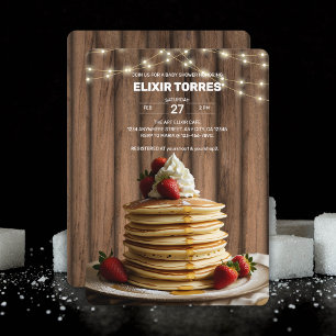 Convite Chá de fraldas Rustic Pancakes Baby & Brunch