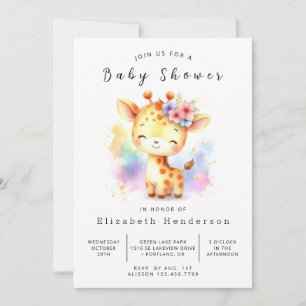 Convite Chá de fraldas Rustic Printable Giraffe