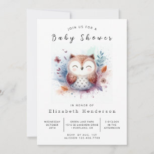 Convite Chá de fraldas Rustic Printable Owl