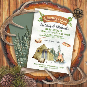 Convite Chá de fraldas Rustic Tent Adventure
