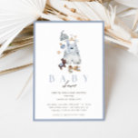 Convite Chá de fraldas Rustic Vintage do Boho Denim Boy<br><div class="desc">Celebrar a futura mãe com este adorável convite de chá de fraldas para meninos rústicos boêmicos com uma impressionante ilustração aquática da primeira roupa de bebê, brinquedos e estrelas. Esta design inclui uma doce roupa de cara em um belo denim azul, um burro de brinquedo, um pacificador e estrelas. Perfeito...</div>