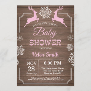 Convite Chá de fraldas Rustic Winter Veer Snowflake Girl