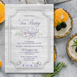 Convite Chá de fraldas Rustic Wood Tea Party