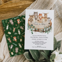 Chá de fraldas Rustic Woodland Animal Greenery Boy