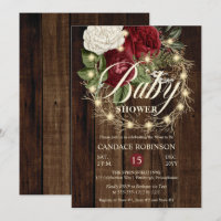 Chá de fraldas Rustic Woodsy Wreath Girl