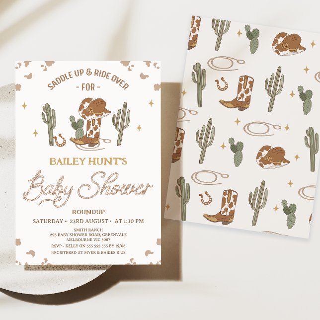 Convite Chá de fraldas Rustic Yellow Gender Neutral Wester (Cowboy Baby Shower Invitation, Gender Neutral, Western Wild West Baby Shower Invite Southern Country)