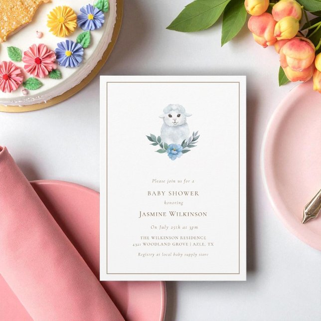 Convite chá de fraldas rústico com cor d'água mínima (Criador carregado)