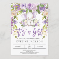 Chá de fraldas rústico de elefante roxo e bonito