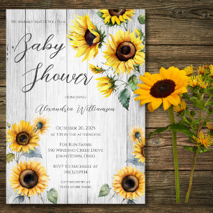 Convite Chá de fraldas Rústico de Girassóis