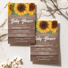 Convite Chá de fraldas Rústico De Madeira De Girassol