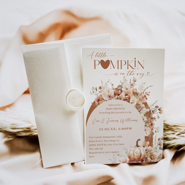 Convite Chá de fraldas Rústico de Pumpkin (Criador carregado)