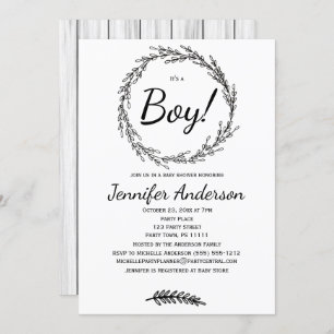 Convite Chá de fraldas rústico do menino de país do pinho