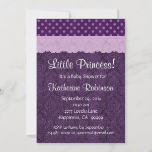 Convite Chá de fraldas S21D Da Princesa Roxo Lace