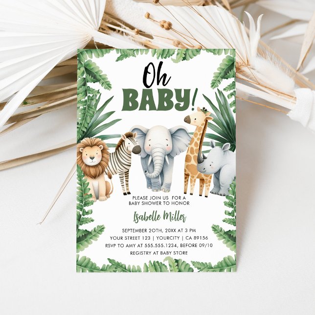 Convite Chá de fraldas Safari (Safari Baby Shower Invitation)
