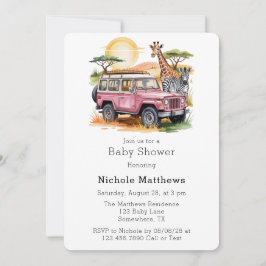 Convite Chá de fraldas Safari Adventure Girl