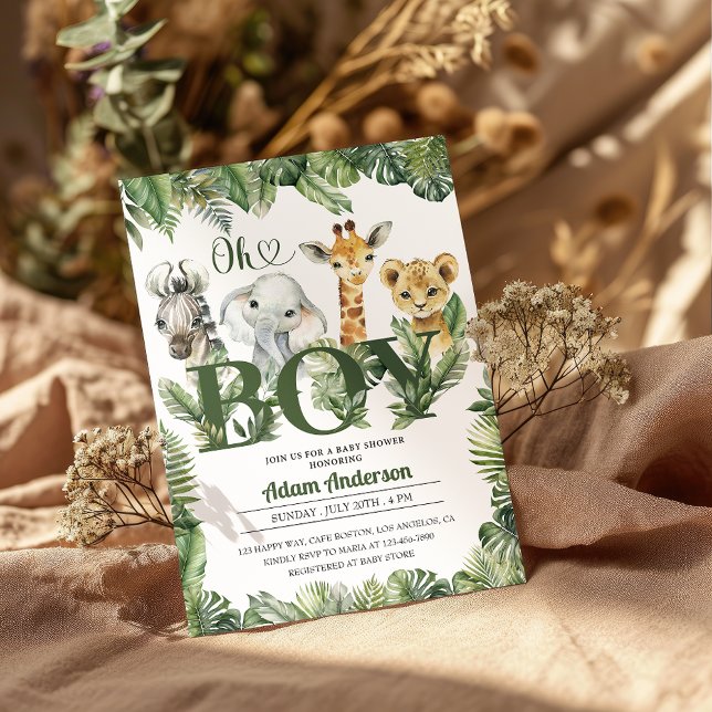 Convite Chá de fraldas Safari da Selva dos Meninos Bonitos (Criador carregado)