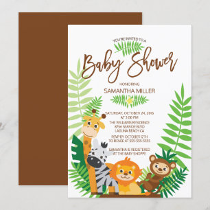 Convite Chá de fraldas Safari da Selva Moderna