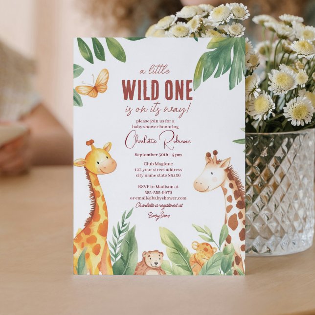 Convite Chá de fraldas Safari dois girafa (Criador carregado)