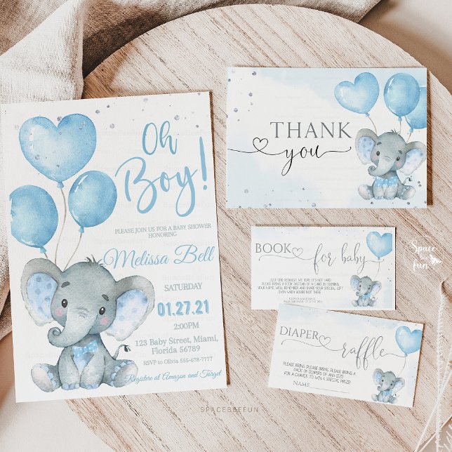 Convite Chá de fraldas Safari Elefante (Elephant safari baby shower invitation, safari-themed baby shower, baby shower invitation for boy, e)