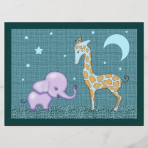 Convite Chá de fraldas Safari Elephant e Giraffe Convidam