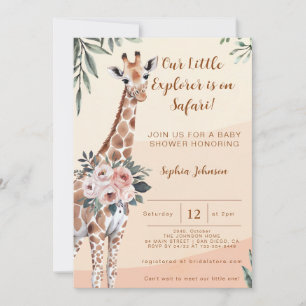 Convite Chá de fraldas Safari Little Explorer Giraffe