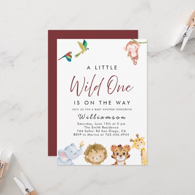 Convite Chá de fraldas Safari Selgle (Frente/Verso In Situ)