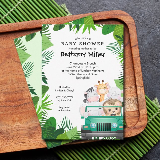 Convite Chá de fraldas Safari Selva (Jungle safari baby shower invitations)