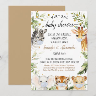 Convite Chá de fraldas Safari Virtual