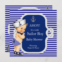 Chá de fraldas Sailor Boy Blue Stripe Blonde