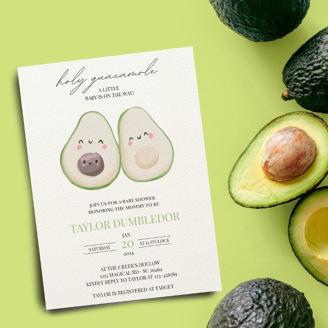 Convite Chá de fraldas Santa Guacamole Avocado (Criador carregado)