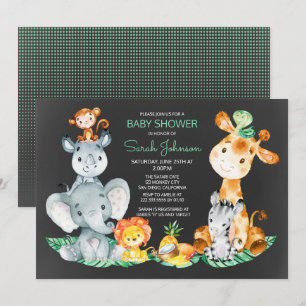 Convite Chá de fraldas Selva Safari Cute Cute Safari