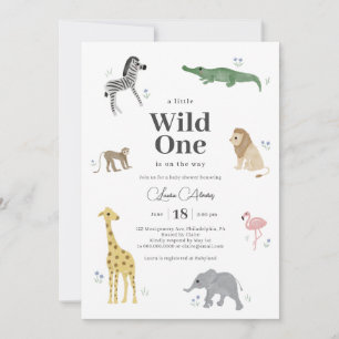 Convite Chá de fraldas Selvagem de Animais Safari