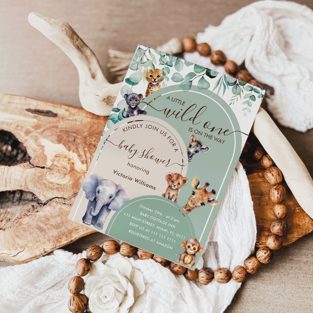 Convite Chá de fraldas Selvagem de Animais Safari (Criador carregado)