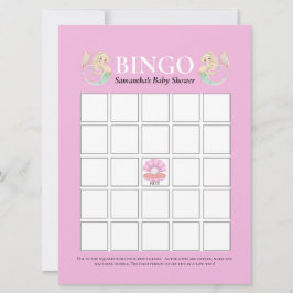 Convite Chá de fraldas Sereia Mãe Rosa Bingo Branco