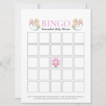 Chá de fraldas Sereia Pink White Dots Bingo Game