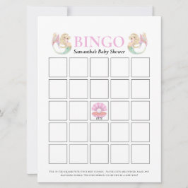Convite Chá de fraldas Sereia Pink White Dots Bingo Game