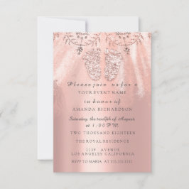 Convite Chá de fraldas Silver Girl Royal Rosa Diamond