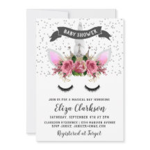 Chá de fraldas Silver Glitter Unicorn Princess