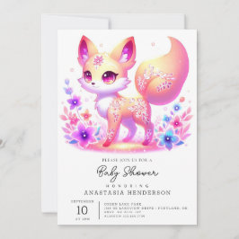 Convite Chá de fraldas Simples de Pastel de Fox da Florest