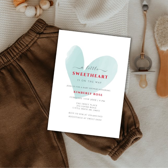 Convite Chá de fraldas Simples de Querida (Simple Little Sweetheart Baby Shower Invitation)