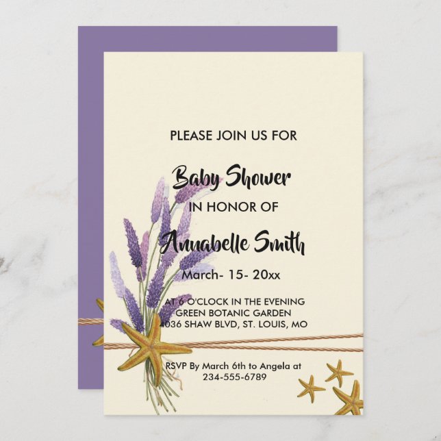 Convite Chá de fraldas simples e bonito (Frente/Verso)