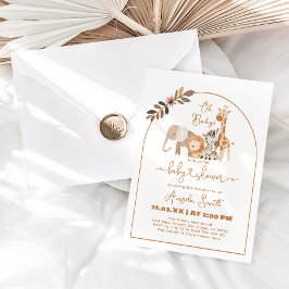 Convite Chá de fraldas Simples Minimalista de Animais Safa