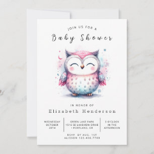 Convite Chá de fraldas Simples Online Owl
