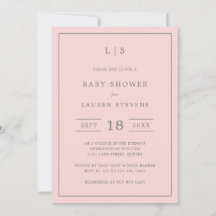 Chá de fraldas Simples Rosa e Cinza de Monograma