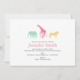 Convite Chá de fraldas Simples Safari Animal Silhouette Gi