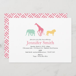 Convite Chá de fraldas Simples Safari Animal Silhouette Gi