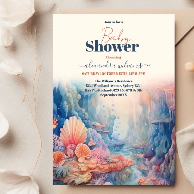 Convite Chá de fraldas Sob O Mar (Criador carregado)